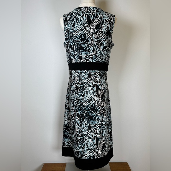 Ann Taylor LOFT Sleeveless Sheath Dress Abstract Blue Black Women’s Size 6 - Picture 4 of 9